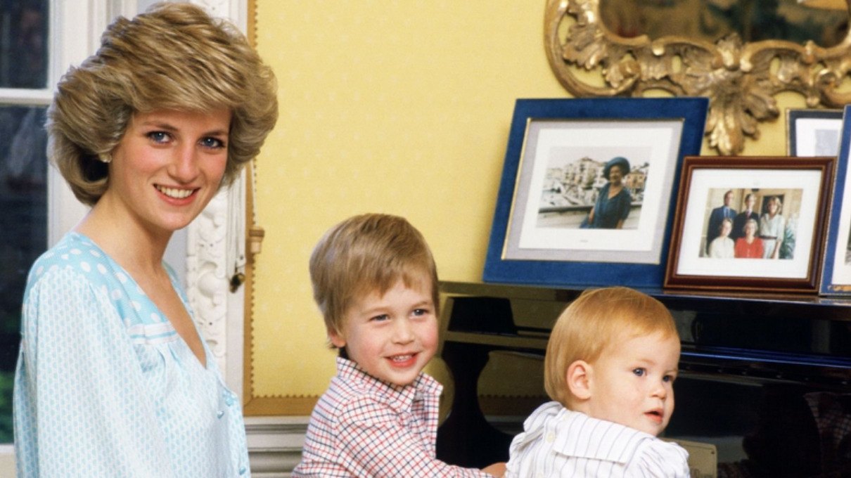 Princesa Diana y sus hijos William y Harry