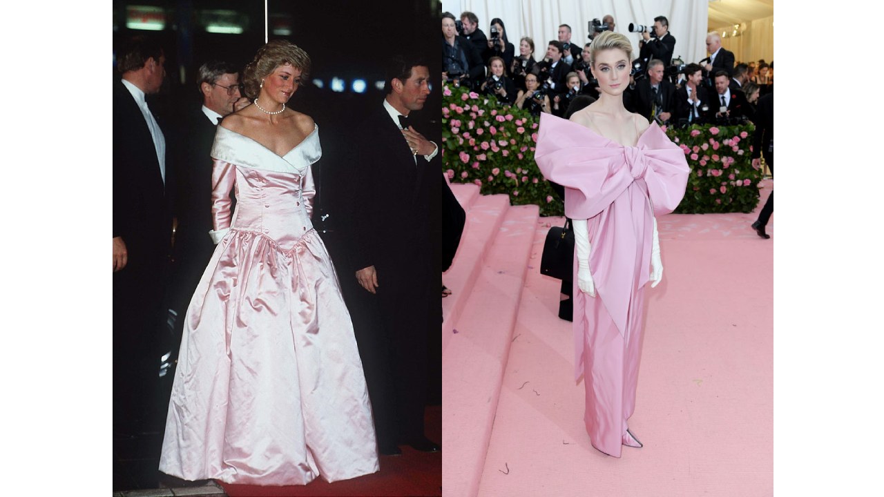 Princesa Diana y Elizabeth Debicki: rosa pastel