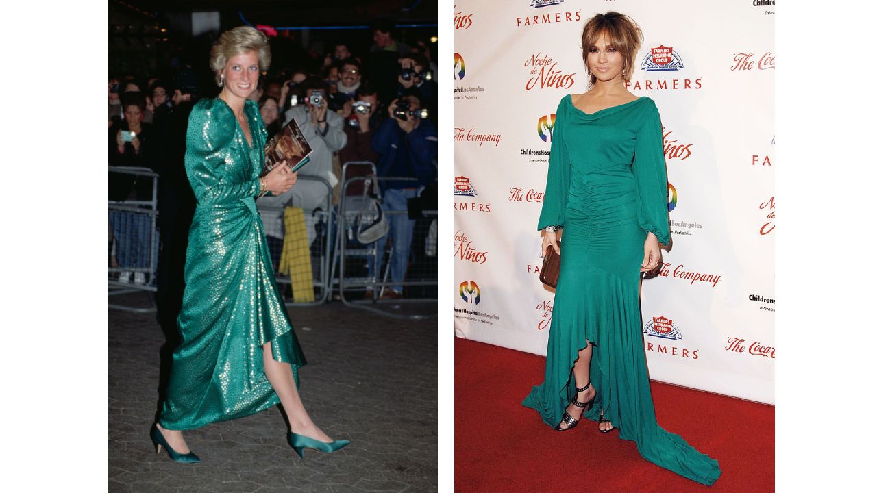 Princesa Diana y Jennifer Lopez: verde vibrante