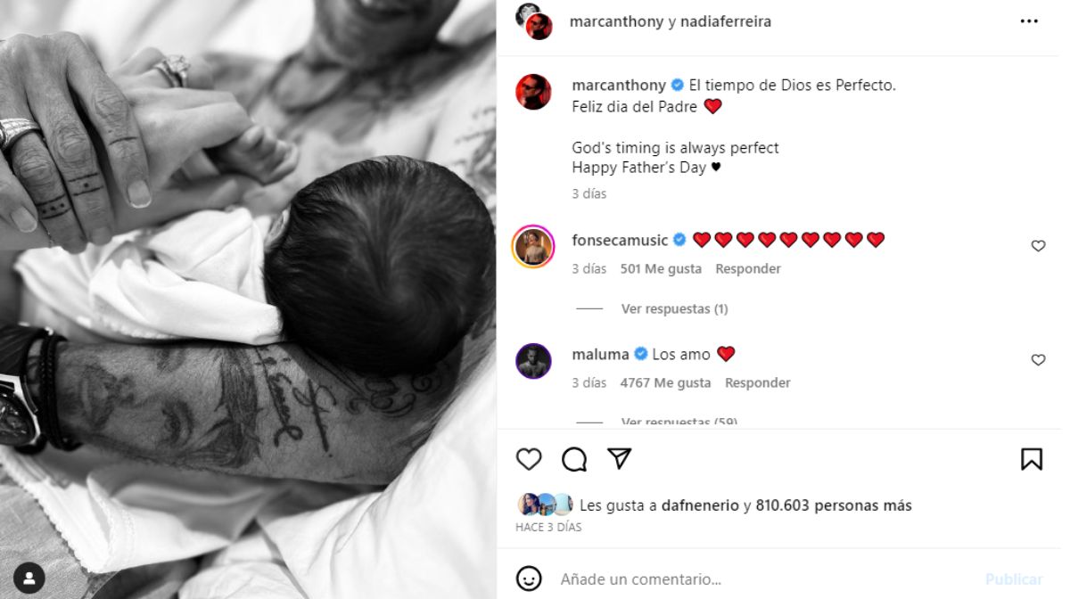  Marc Anthony y Nadia Ferreira le dieron la bienvenida a su primer hijo juntos